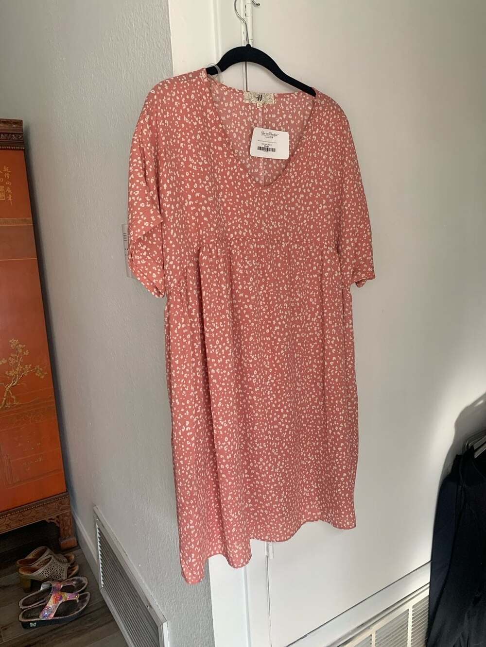 Hem & Thread Making Time For Me Mauve Ivory Printed Babydoll Dress